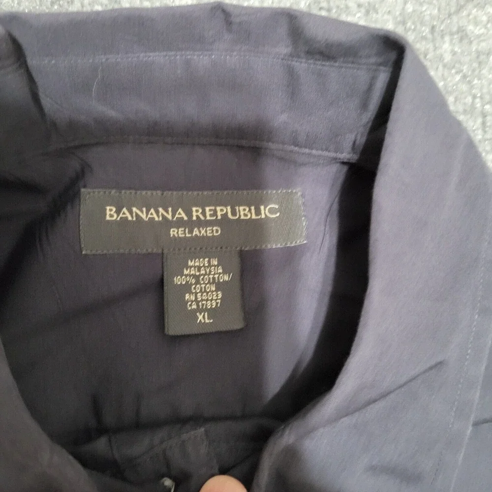Banana Republic‎ Shirt Men's XL Relaxed Fit Dressy Black Long Sleeve Cotton
